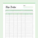 Printable Music Practice Tracker - Green