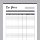 Printable Music Practice Tracker - Grey