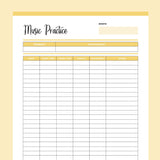 Printable Music Practice Tracker - Yellow