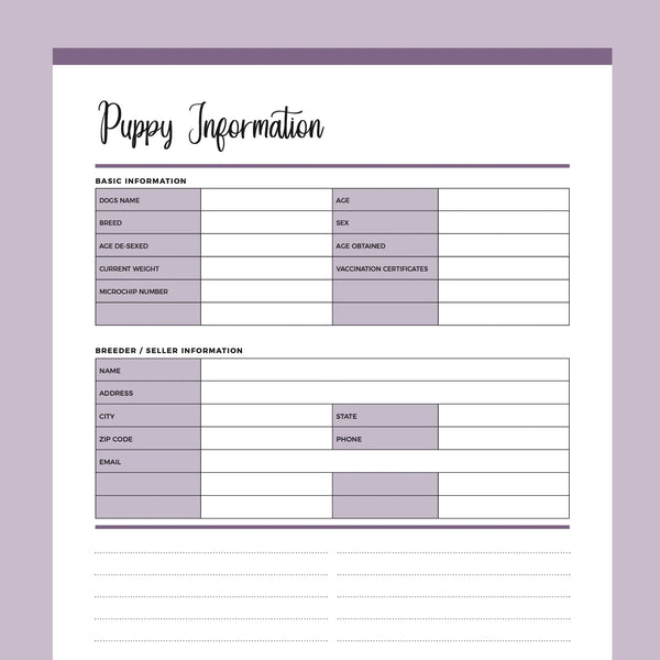 printable-new-puppy-information-template-instant-download-pdf-a4-and-us-letter-plan-print-land for Free Printable Pet Information Sheet Printable New Puppy Information Template | Instant Download PDF | A4 and US Letter – Plan Print Land for Free Printable Pet Information Sheet