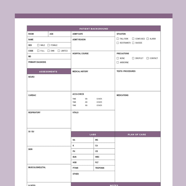 Printable Nurse Report Sheet | Instant Download Nurse Brain PDF – Plan Print Land printable-nurse-report-sheet-instant-download-nurse-brain-pdf-plan-print-land