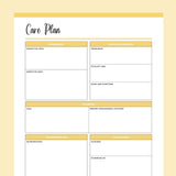 Printable Nursing Care Plan - Yellow