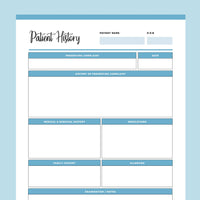 Printable Nursing Patient History - Blue