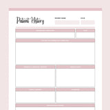 Printable Nursing Patient History - Pink