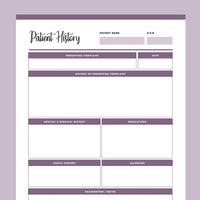 Printable Nursing Patient History - Purple