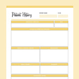 Printable Nursing Patient History - Yellow