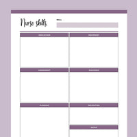 Printable Nursing Skills Study Template - Purple