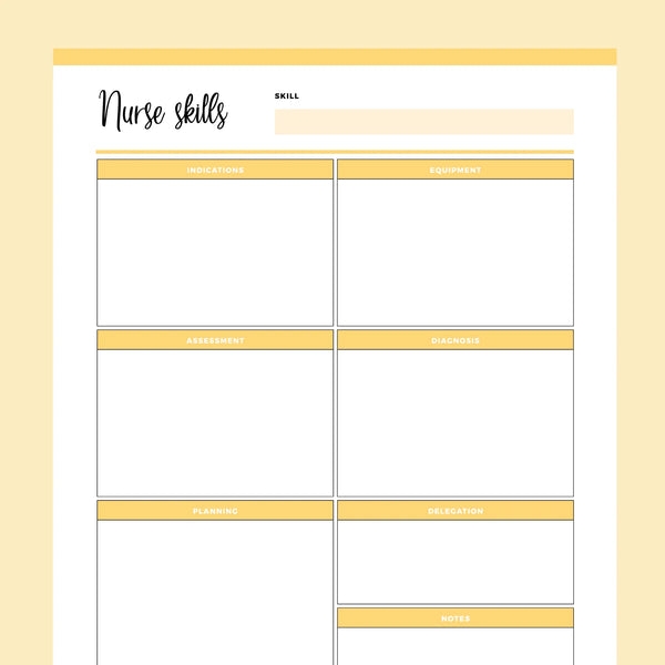 printable-nursing-skills-study-template-instant-download-pdf-plan-print-land for Free Printable Nurses Notes Template Printable Nursing Skills Study Template | Instant download PDF – Plan Print Land for Free Printable Nurses Notes Template