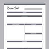 Printable Nursing Student Revision Sheet - Grey