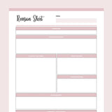 Printable Nursing Student Revision Sheet - Pink