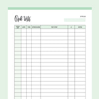 Ovulation Test Tracking Sheet - Green