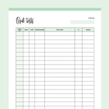 Ovulation Test Tracking Sheet - Green
