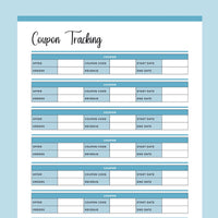 Discount Codes Tracker Printable Coupon Code Tracker Shop Discount Savings  Printable PDF A4 A5 Letter Half Letter 