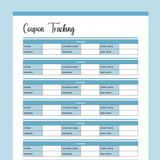 Printable Online Store Coupon Tracking Template - Blue