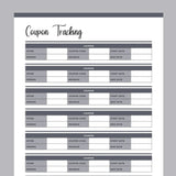 Printable Online Store Coupon Tracking Template - Grey