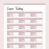 Printable Online Store Coupon Tracking Template - Pink