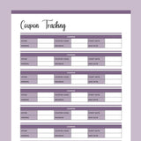 Printable Online Store Coupon Tracking Template - Purple