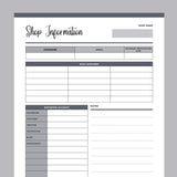 Printable Online Store Information Sheet - Grey