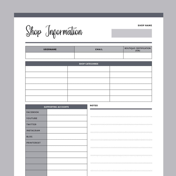 Printable Online Store Information Sheet – Plan Print Land printable-online-store-information-sheet-plan-print-land