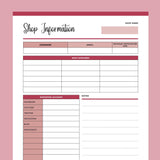 Printable Online Store Information Sheet - Red
