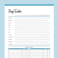 Printable Page reading Tracker - Blue
