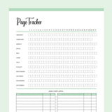 Printable Page reading Tracker - Green