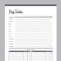 Printable Page reading Tracker - Grey