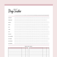 Printable Page reading Tracker - Pink