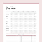Printable Page reading Tracker - Pink