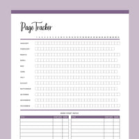 Printable Page reading Tracker - Purple