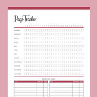 Printable Page reading Tracker - Red