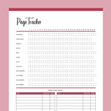 Printable Page reading Tracker - Red