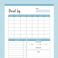 Printable Period Tracker Journal - Blue
