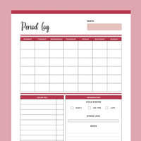 Printable Period Tracker Journal - Red