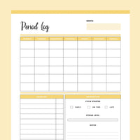 Printable Period Tracker Journal - Yellow