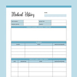 Personal Medical History Template - Blue