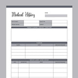 Personal Medical History Template - Grey