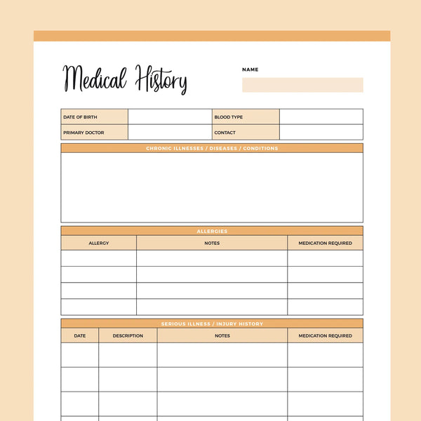 personal-medical-history-template-instant-download-pdf-plan-print-land for Free Printable Personal Medical History Forms Personal Medical History Template | Instant Download PDF – Plan Print Land for Free Printable Personal Medical History Forms