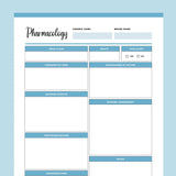 Printable Pharmacology Cheat Sheet - Blue