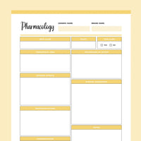 Printable Pharmacology Cheat Sheet - Yellow