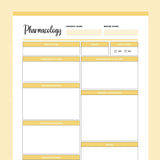 Printable Pharmacology Cheat Sheet - Yellow