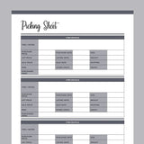 Printable Picking Sheet For Resellers - Grey