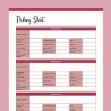 Printable Picking Sheet For Resellers - Red