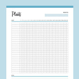 Printable plant watering chart - Blue