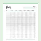 Printable plant watering chart - Green