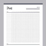 Printable plant watering chart - Grey