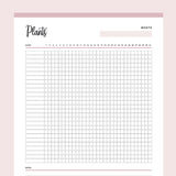 Printable plant watering chart - Pink