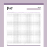 Printable plant watering chart - Purple