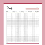 Printable plant watering chart - Red