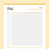 Printable plant watering chart - Yellow